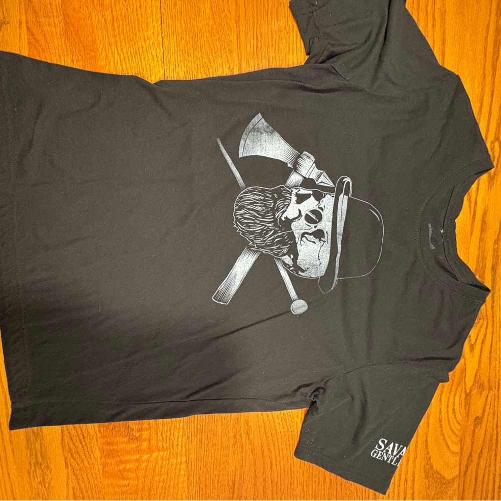 Black Graphic Tee with Axe Design